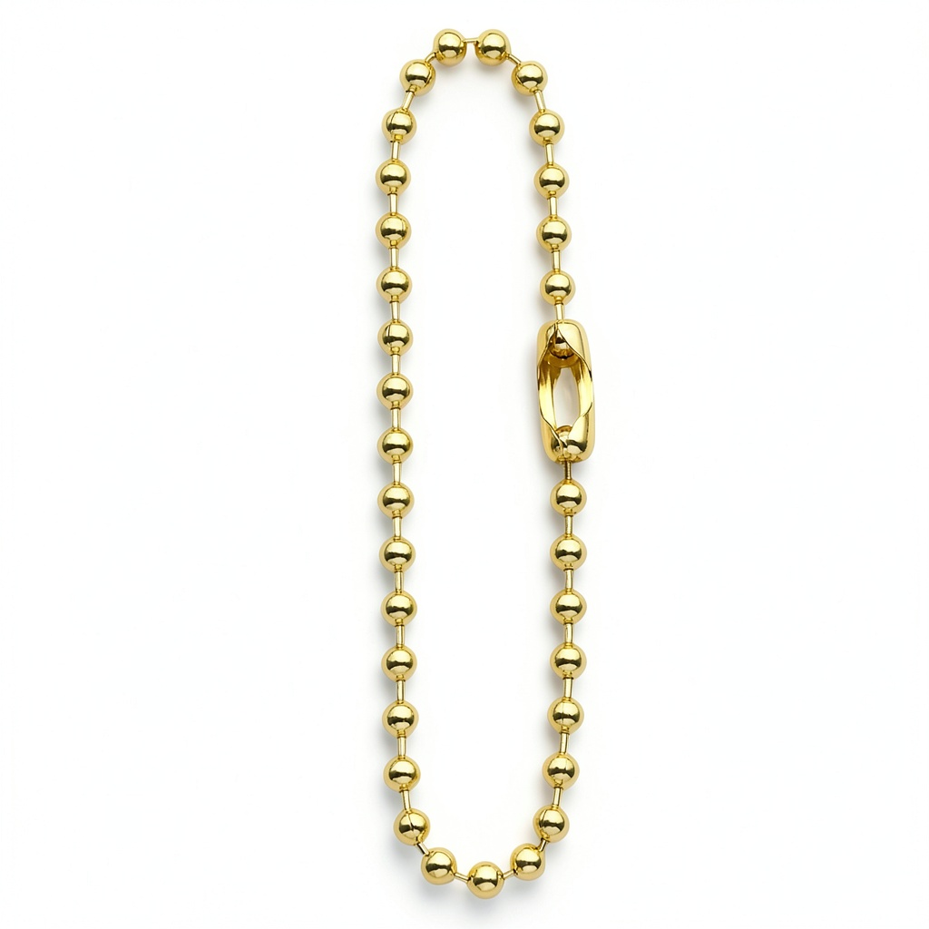 ABBECIAO brass ball chains displayed with connectors and measurement scale