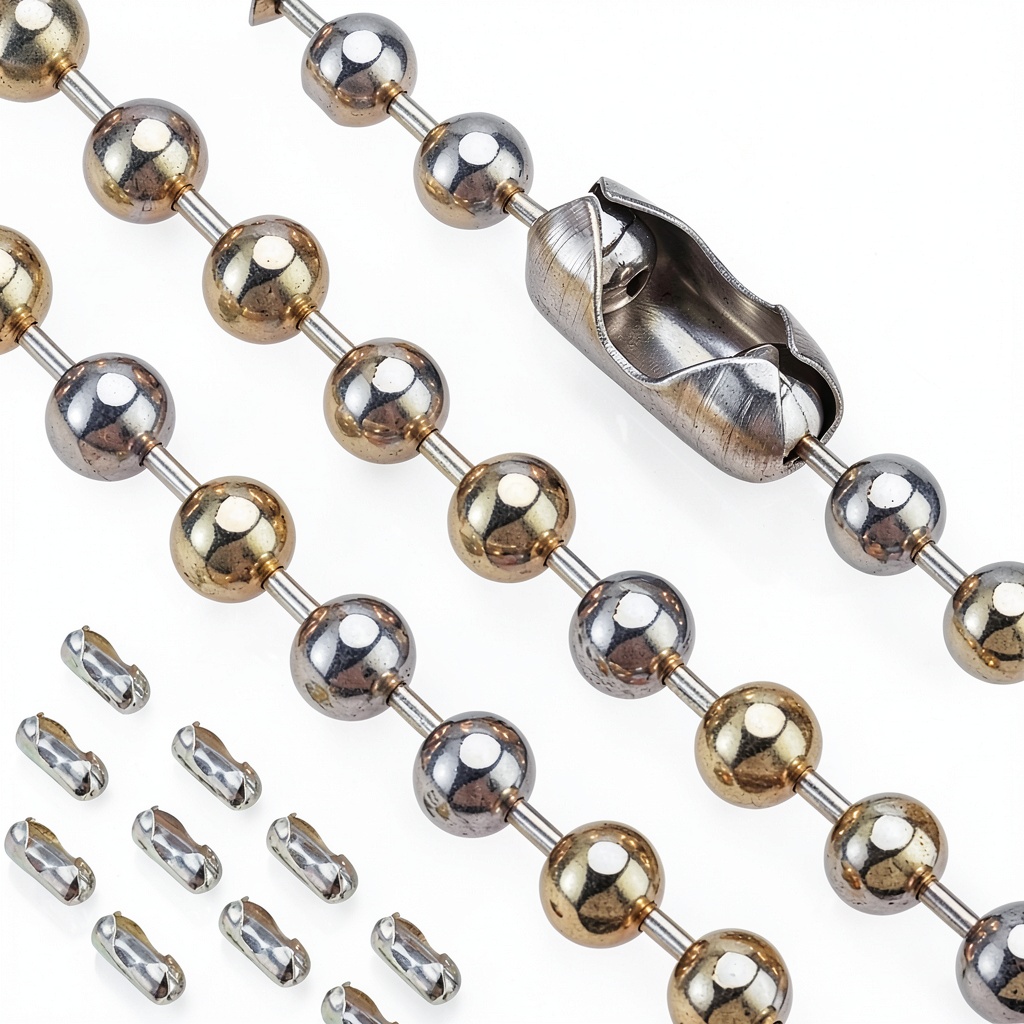 Cycheers stainless steel ball bead chain displayed with connectors