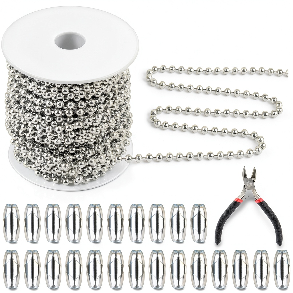 Aemygo stainless steel ball chain kit with spool and connectors
