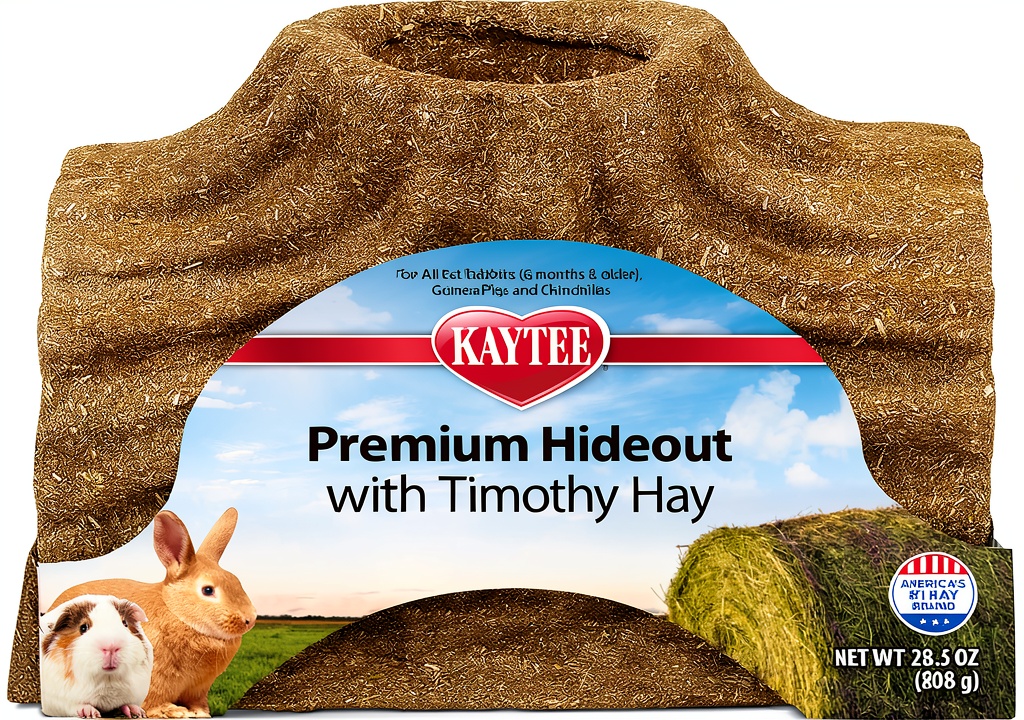 Central Garden Pet Timothy Hay Chew Toy displayed in a small animal habitat