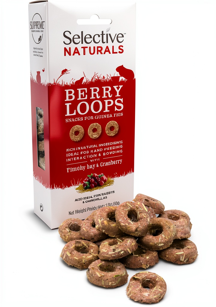Supreme Science Selective Berry Loops package with Timothy hay and cranberry ingredients