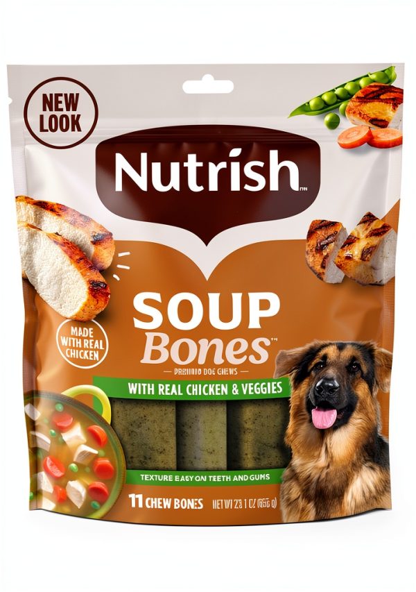 Nutrish Soup Bones Dog Treats Chicken Veggies Rawhide Free-0