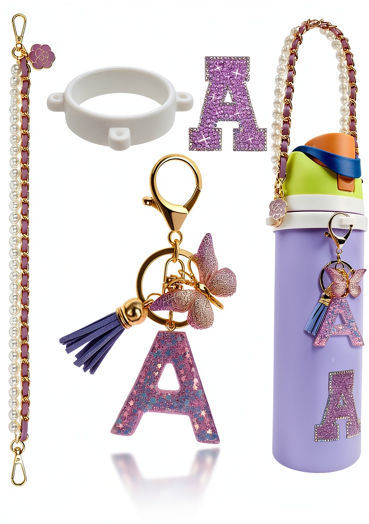 BydGxy Letter Print Water Bottle Accessories set