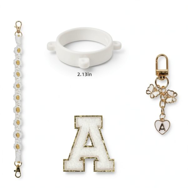 SITKOL Owala Bottle Letter Charm Set White A Style Durable Strap-4