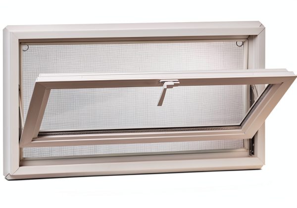VBHI Vinyl Basement Hopper Window 32x18 White – Vinyl Frame Metal Lock-2