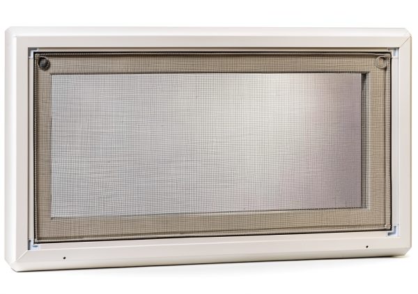 VBHI Vinyl Basement Hopper Window 32x18 White – Vinyl Frame Metal Lock-1