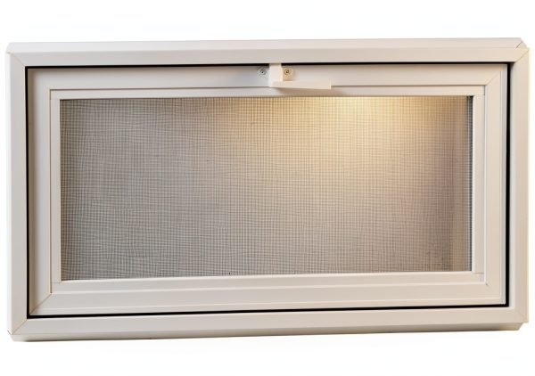 VBHI Vinyl Basement Hopper Window 32x18 White – Vinyl Frame Metal Lock-0