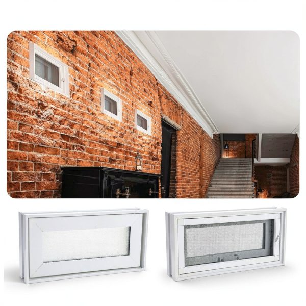 16" x 8" Small Basement Window White Vinyl Frosted Glass – CroBlissful-4
