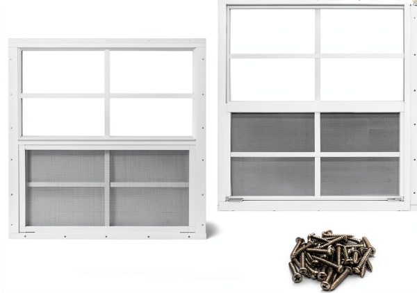 Shed Window NeatiEase 24x36 Mount Tempered Glass & Fiberglass Screen-0