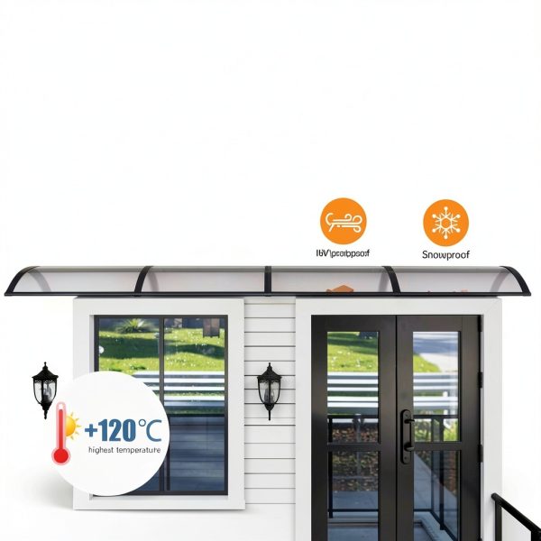 24 * 40'' Window and Door Awning Exterior, UV/Rain/Snow/Sunlight Protection Sheet, UPF 50+ Polycarbonate Overhang Canopy, House Overdoor Awnings for Door Entrance Outside/Patio/Porch/Deck-3