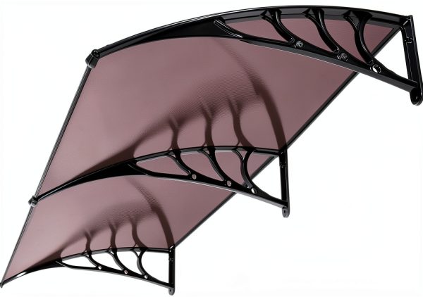 VIVOHOME Polycarbonate Window Door Awning Brown 40x80 Inch Bracket-7