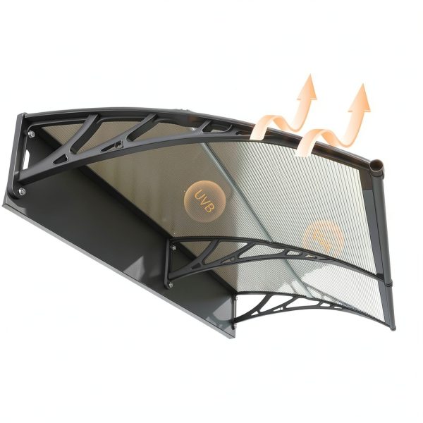 24 * 40'' Window and Door Awning Exterior, UV/Rain/Snow/Sunlight Protection Sheet, UPF 50+ Polycarbonate Overhang Canopy, House Overdoor Awnings for Door Entrance Outside/Patio/Porch/Deck-1