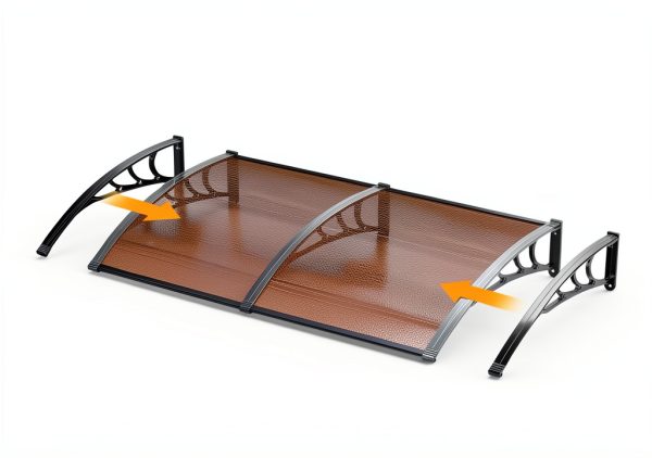 VIVOHOME Polycarbonate Window Door Awning Brown 40x80 Inch Bracket-5
