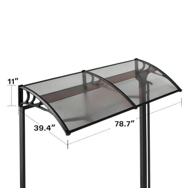 Polycarbonate Window Door Awning VIVOHOME Brown 40x80 Inch-6