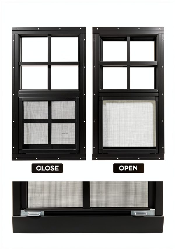 Shed Windows 2 Pack Black 12x18 Tempered Glass with Screen – NOTASA-4