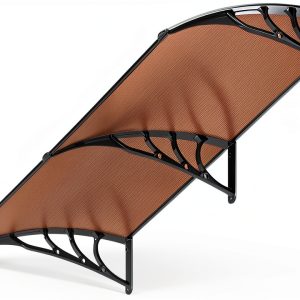 VIVOHOME Polycarbonate Window Door Awning Brown 40x80 Inch Bracket-0