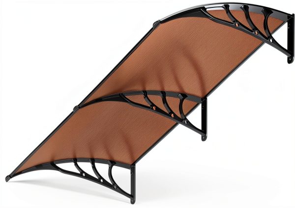 VIVOHOME Polycarbonate Window Door Awning Brown 40x80 Inch Bracket-0