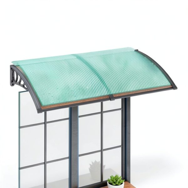 VIVOHOME Polycarbonate Window Door Awning Brown 40x80 Inch Bracket-4