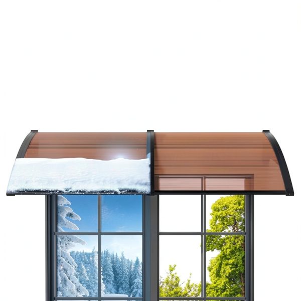 VIVOHOME Polycarbonate Window Door Awning Brown 40x80 Inch Bracket-3
