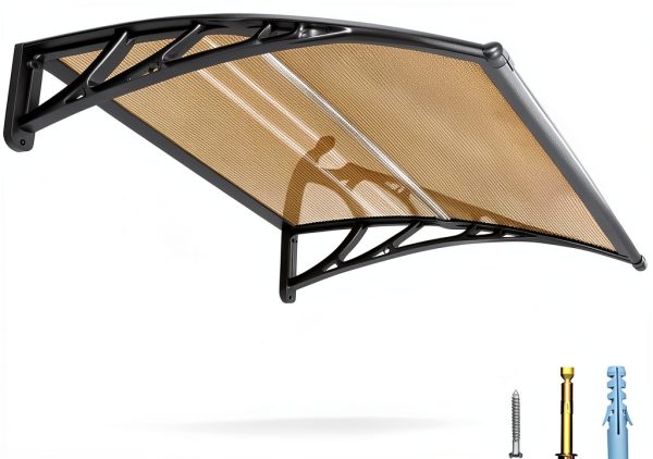 24 * 40'' Window and Door Awning Exterior, UV/Rain/Snow/Sunlight Protection Sheet, UPF 50+ Polycarbonate Overhang Canopy, House Overdoor Awnings for Door Entrance Outside/Patio/Porch/Deck-0
